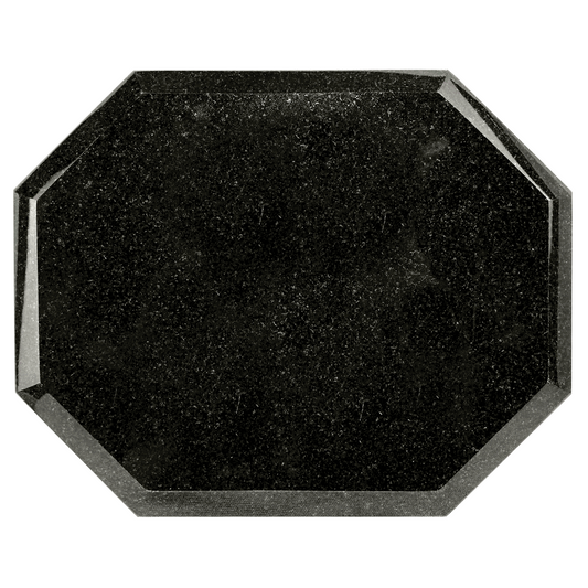 Jet Black Granite Octagon Plaque 4″ x 6″ – Pet Memorial